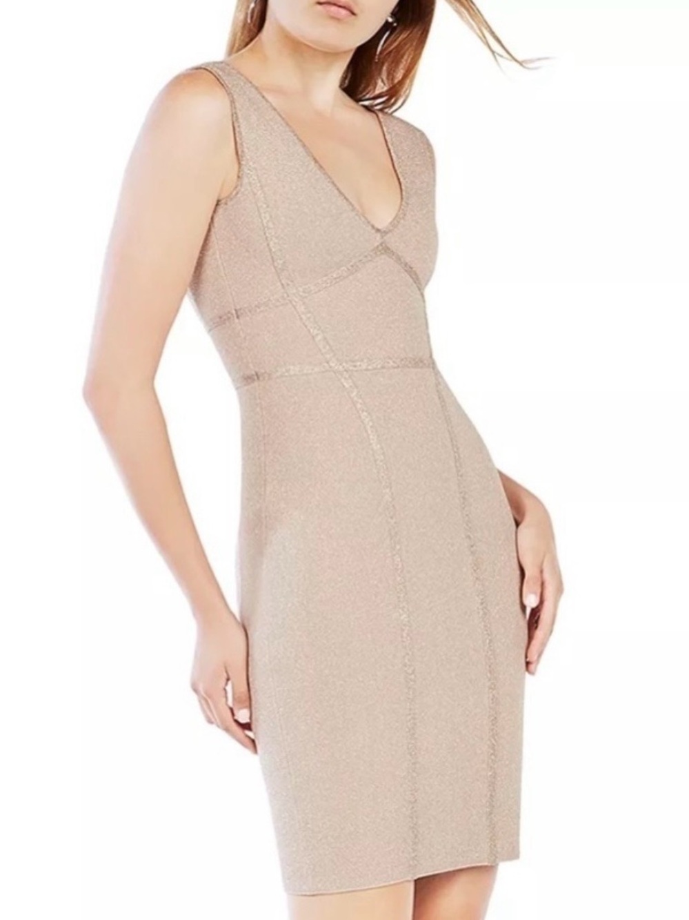 BCBGMaxAzria “Loribel” Metallic Bandage Dress